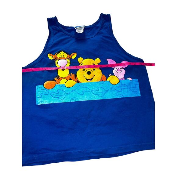 Vintage 90s Winnie the Pooh , Tiger, Piglet women's graphic blue tank top XL - Picture 5 of 6